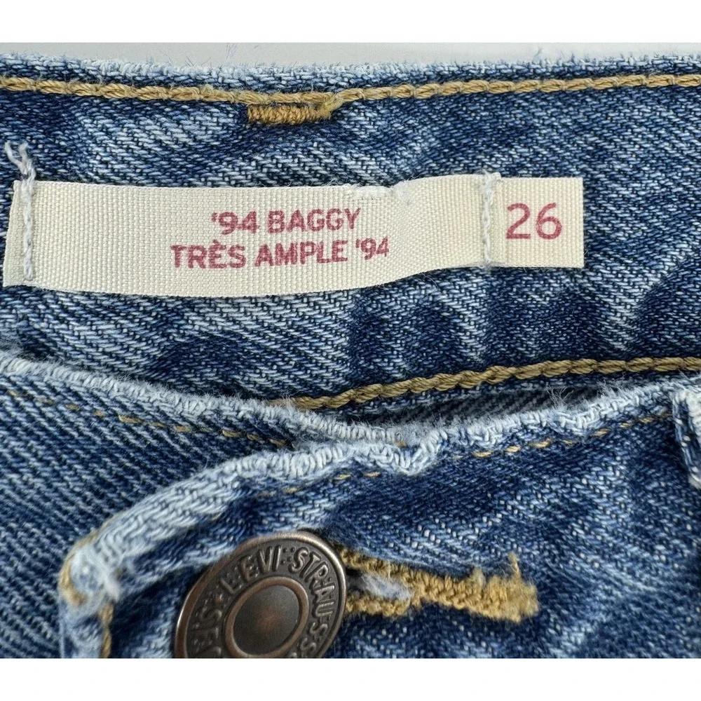 Levi's '94 Baggy Women's High Rise Cut Off Denim Shorts Distressed Size 26W
